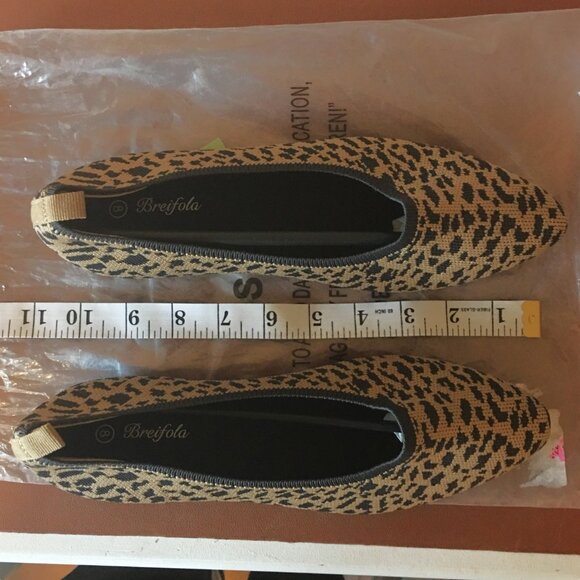 Leopard Print Pointed Toe Knit Texture Ballet Flats  NEW!! - Picture 10 of 12